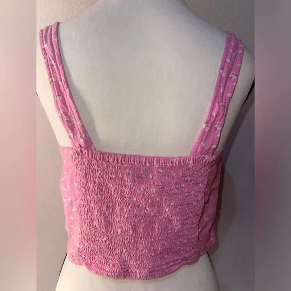 Hollister Women's Seamed Corset Crop Top Floral Pink Size Large - Picture 3 of 7